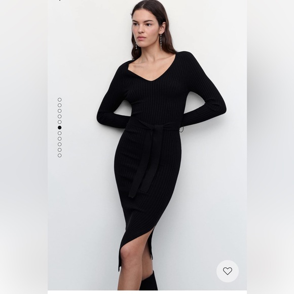 NWT MANGO BLACK DRESS WITH BELT SIZE 6 - Picture 1 of 11